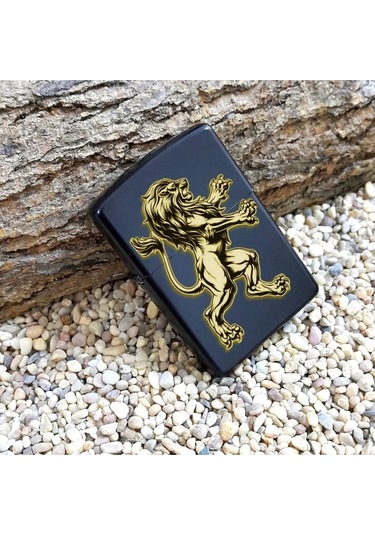 Arslan Aslan Benzinli Lazer Silinmez Resimli Çakmak Dolu Zippo Tarzı Metal Hediyelik İsim Yazılır Siyah