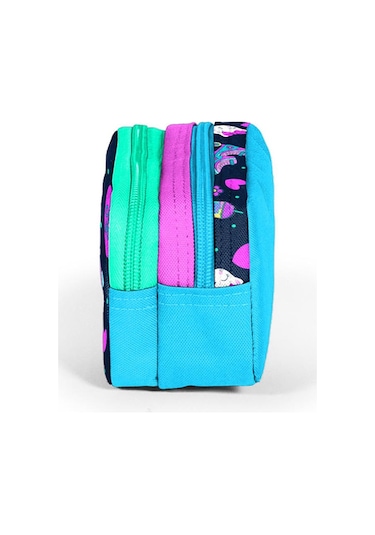 Coral High Kids Lacivert Pembe Kedili Paten Desenli İki Bölmeli Kalem Çantası 12091