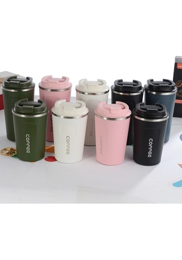 Çift Paslanmaz Çelik 304 Kahve Kupa Araç Termos Kupa Seyahat Termo Kupası 510ml Siyah