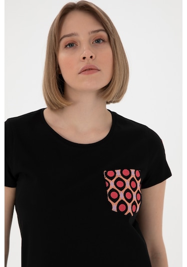 U.S. Polo Assn. Kadın Siyah Bisiklet Yaka Tişört 50305832-VR046
