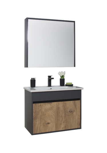 Aras Tk. Asma Alt+üst+lavabo Antrasit/atlantik Çam 55 Cm