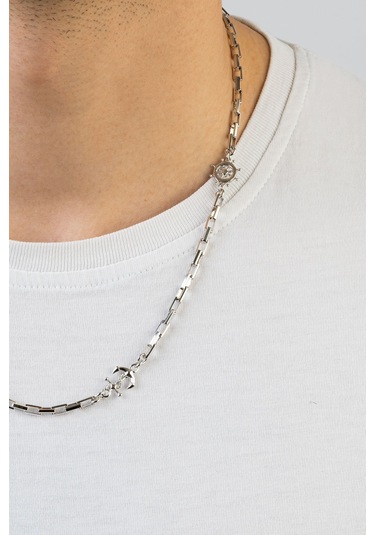 Dümen Figürlü 55 Cm Gümüş Erkek Kolye