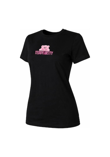 Trender 26yl71595004 Siyah Kadın T-shirt Ayıcık Baskı Siyah