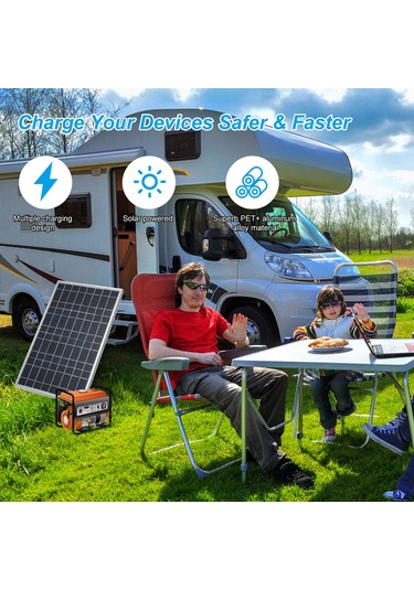 Mufunye 15w 8v Taşınabilir Güneş Paneli, Usb Ve Dc Portlu, Ip65 Suya Dayanıklı, Ev, Araba, Tekne İçin İdeal