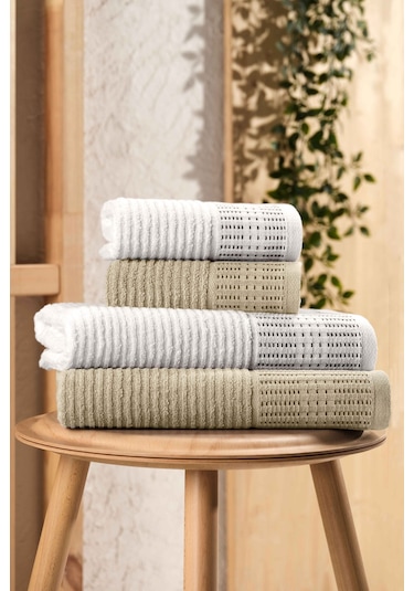 Mira Home 4 Parça Maral Battal %100 Pamuklu Banyo Havlu Takımı 90x160 Cm Bej