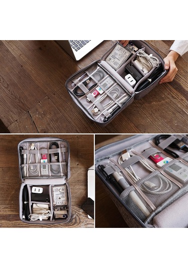 Yifomall Kırmızı Katyonik Su Geçirmez Çok Amaçlı Dijital Aletler, Veri Kabloları Saklama Çantası