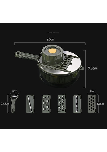 Cbtx 6'sı 1 Arada El Korumalı Sebze Kesici, Su Filtreli Ve Depolama Fonksiyonlu Gri