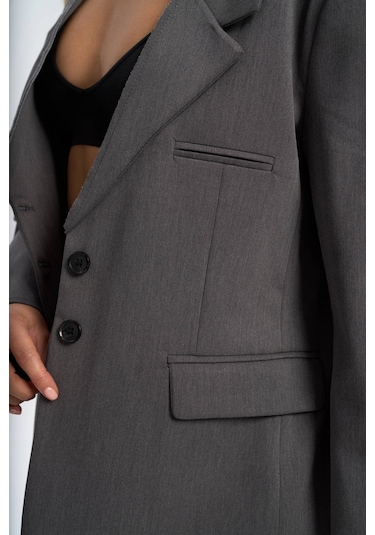 Mai Studios Co. Volda Yaka Detay Antrasit Blazer Antrasit