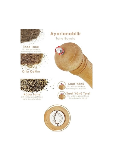 Ahşap Baharat Tuz Öğütücü Değirmen Tuzluk Baharatlık 1 Adet