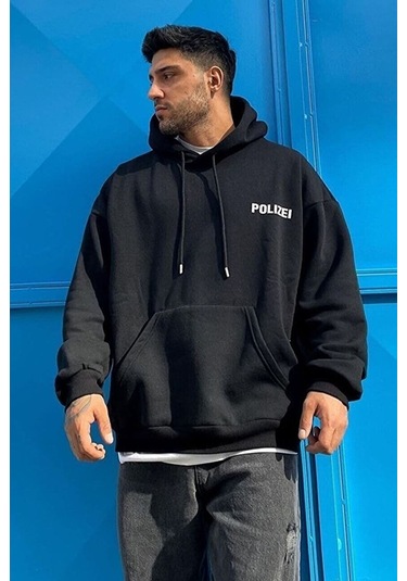 Polizei Sırt Baskılı Sweatshirt Siyah