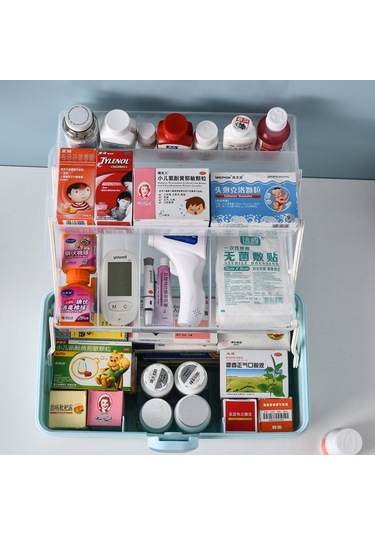 Moveevo Ev İçi Büyük Kapasiteli Çok Katlı Beyaz Orta Boy İlaç Kutusu - Acil Tıp Ve İlaç Saklama Gereci Beyaz