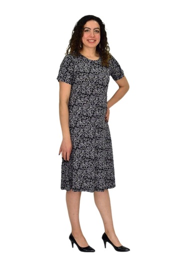 Kadın Kısa Kol Likralı Viskon Elbise Bgl-st04671 Füme