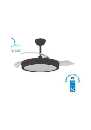 Kcf306 Vanti 30w 42 Smart Ledli Modern Vantilatör Siyah