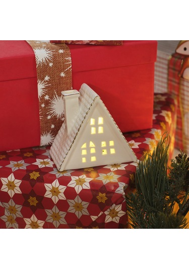 Karaca Home New Year White House Ledli Dekoratif Obje