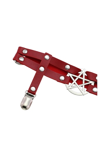 Homyl Kadın Bacak Jartiyer Kemer Ayarlanabilir Uyluk Askı Pu Kırmızı