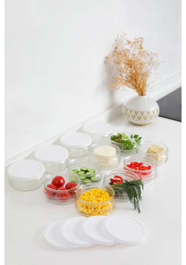 8'li Premium Kahvaltılık Seti 410 Cc Beyaz Plastik Kapaklı, Cam Saklama Kabı, Hava Geçirmez Beyaz