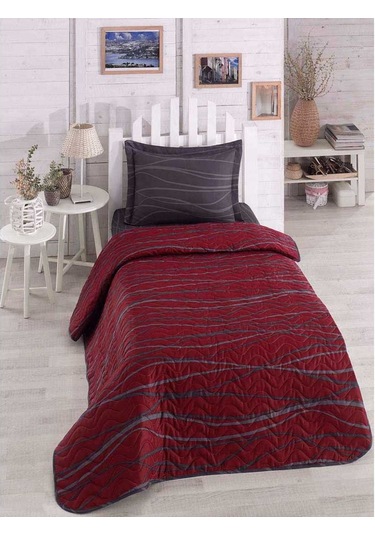 Kapitone Yatak Örtüsü Seti Tek Kişilik Verda Bordo
