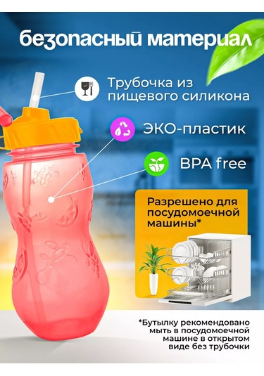 Wowbottles Çocuklar İçin Pipetli Su Şişesi 200707392 Kırmızı