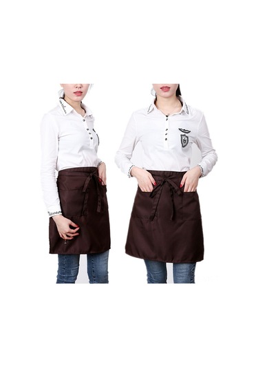 Kadınlar Ve Erkekler İçin 2 Cepli Su Geçirmez Sevimli Garson Önlüğü, Mutfak, Restoran, Bbq İçin Bel Önlüğü. Siyah