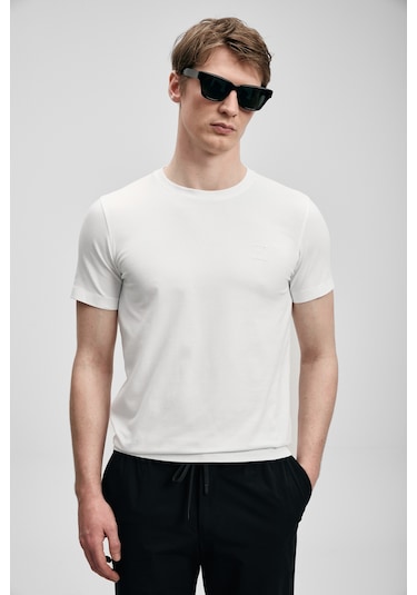 Lufian Pablo Modern Grafik Erkek T-shirt 111020318 Ekru