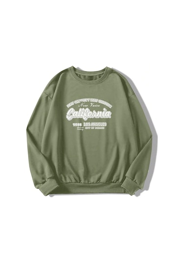 Harfli Grafik Düşük Sweat-trzksw3100 Zeytin Yeşili