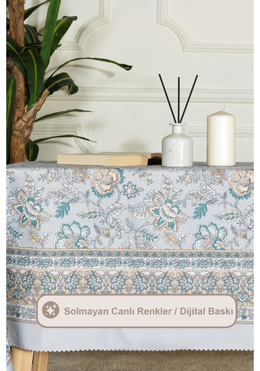 Elart Poem Masa Örtüsü Digital Baskılı 160x220 Cm Mavi Mavi