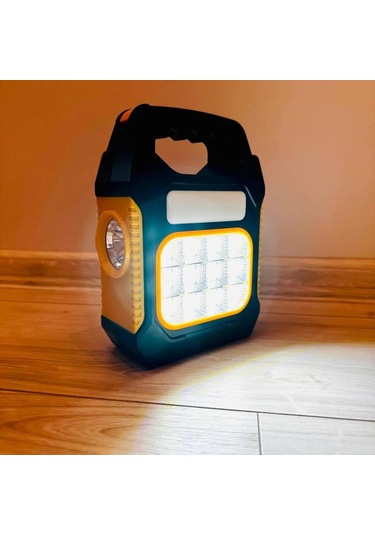 Yüksek Işık Kamp Feneri El Feneri Şarjlı Ve Güneş Enerjili 3w+1w Siyah - Yeşil