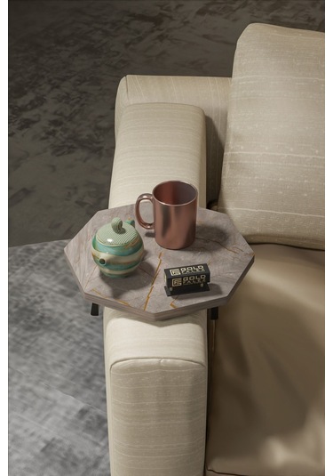 Yan Sehpa Ayarlanabilir Tepsi Dekoratif Modern Tepsi Sekizgen Gordion