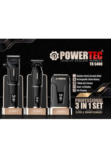 Powertec TR-5400 3 in 1 Günlük Saç Sakal Kesim Makinesi