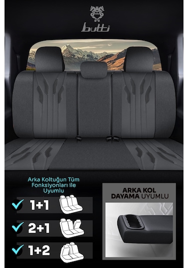 Füme - Füme Buttı Talos Serisi Premium Oto Koltuk Kılıfı Ortopedik Destekli, Ön Arka Tam Set, Aırbag Uyumlu