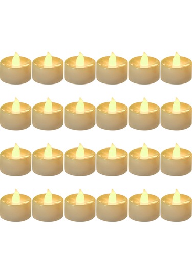 Youmex 24 Adet Isı Beyazı Parıltılı Led Mumlar - Gerçekçi Tasarım, Sönmeyen, Ev/parti Dekorasyonu, 3v Pil Dahil Renkli