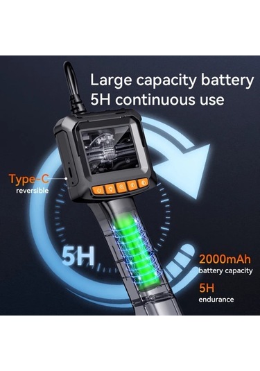 Xuweiwei Endoskop Kamera Black 1080p Hd 24 Lcd Ekran Ayarlanabilir Led Işık Endüstriyel Dayanıklı Usb Şarjlı 2000mah Pil