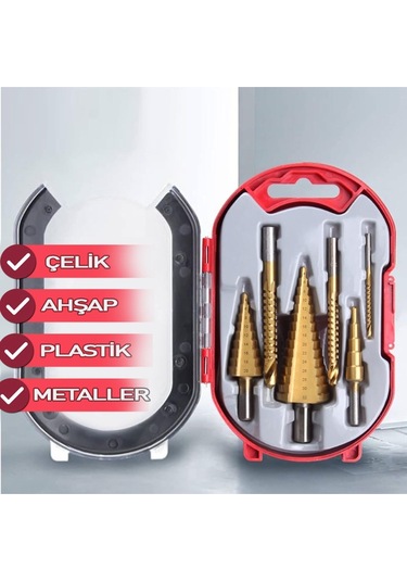 Yüksek Kalite Kademeli Matkap Sac Delme Ucu Seti 6 Parça Kademeli Matkap Ucu Seti Özel Çanta