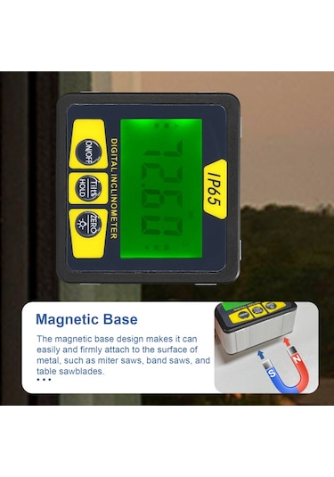 Su Geçirmez Manyetik Dijital Seviye Ve Açı Bulucu Çok Yönlü Mini Eğimölçer Lcd Ekranlı Arka Aydınlatmalı Eğim Ölçer Ip65 Su Geçirmez