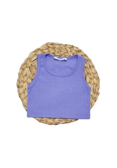 Kız Çocuk Fitilli Crop Atlet 001 Mor