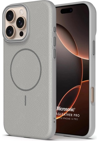 Microsonic İphone Uyumlu 16 Pro Kılıf Magleather Pro Gri -