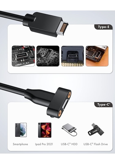 4661 Usb Type E To Type C Type-e To Type-c 20 Pin Çevirici Kablo