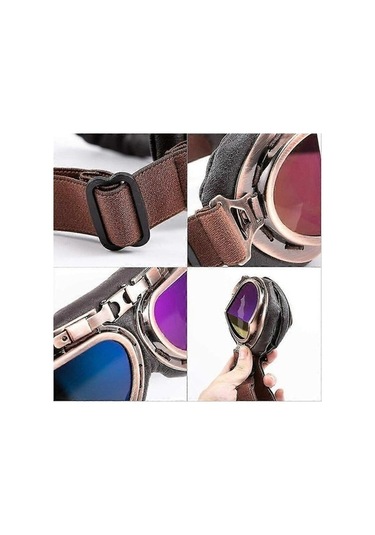 Trendooze Motocross Gözlükleri - Steampunk Pilot Stili Uv400, Sis Geçirmez