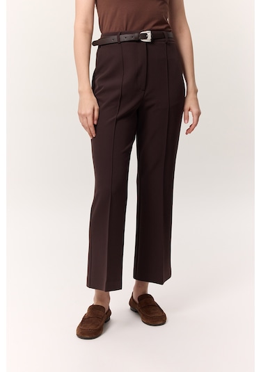 Dikiş Detaylı Flare Pantolon Kahverengi Kahverengi