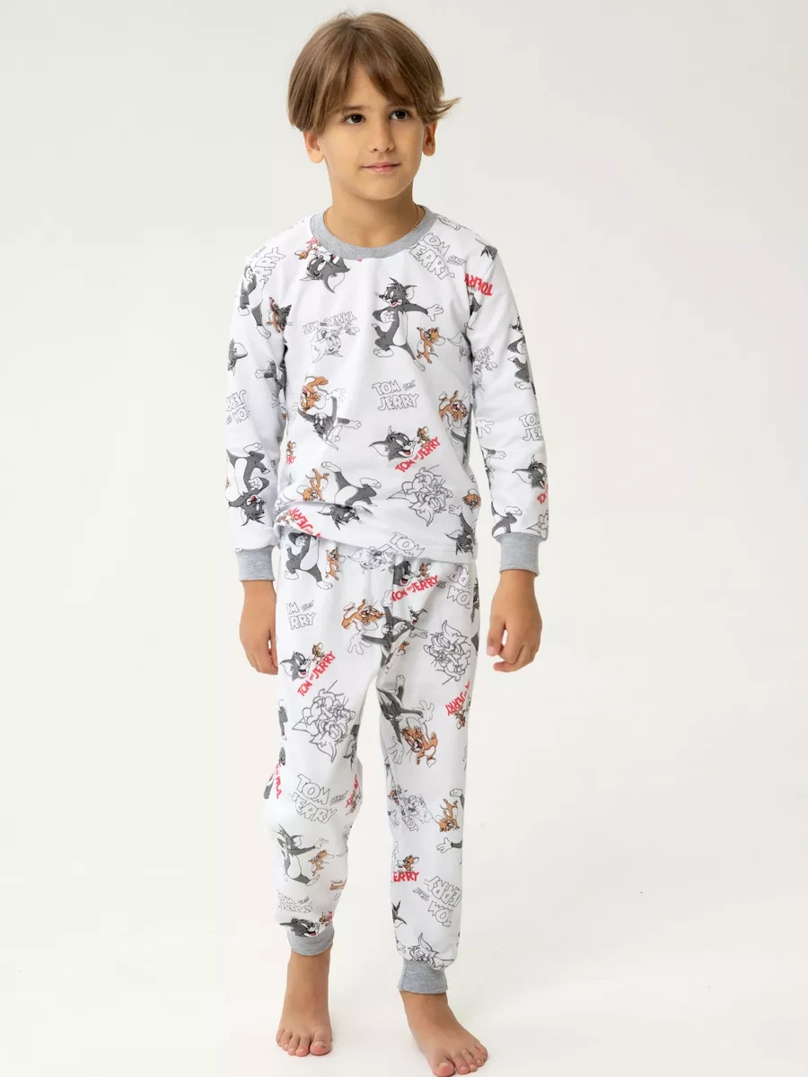 Lapula : &promokot Tom Ve Jerry Baskılı Çocuk Pijama Takımı Sıcak 188453059 Beyaz