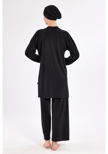 Likralı Bol Paça Tam Kapalı Tesettür Mayo 1117 Siyah01 Siyah01 Siyah