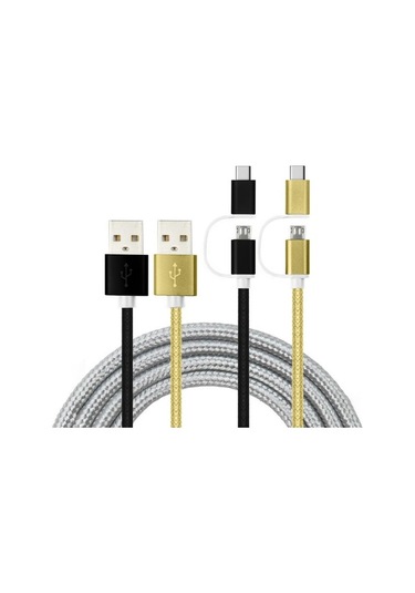 Linktech K556 2In1 Micro Usb + Type-C 1.2Mt Şarj Ve Data Kablosu
