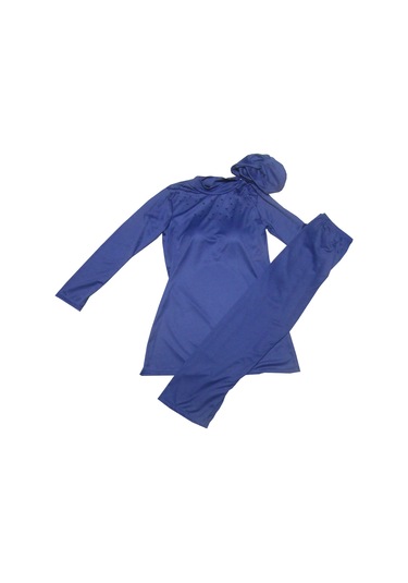 Kadın Tesettür Mayo Uzun Kollu Boncuk Detaylı Likralı Mayo 42 Beden Lacivert