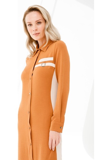 Yanları Garnili Gizli Patlı Elbise Taba-taba