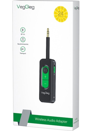 Veggieg Aux Bluetooth 5.4 Transmitter & Receiver Kablosuz Ses Adaptörü
