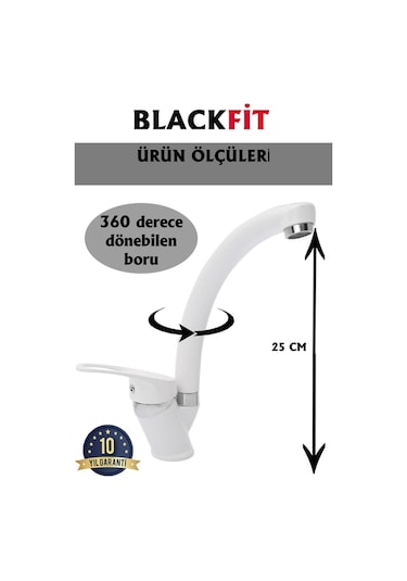 Beyaz Mix Eviye Bataryası Çift Su Girişli Aç Kapa Mutfak Bataryası Beyaz