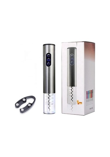 Jzcat Led Otomatik Mantar Vida Profesyonel Elektrikli Şarap Şişesi Açacağı Seti Gümüş