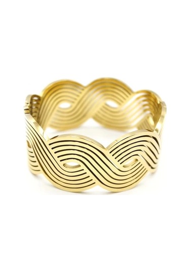 Kıvrımlı Çelik Bilezik - Altın Çok Renkli