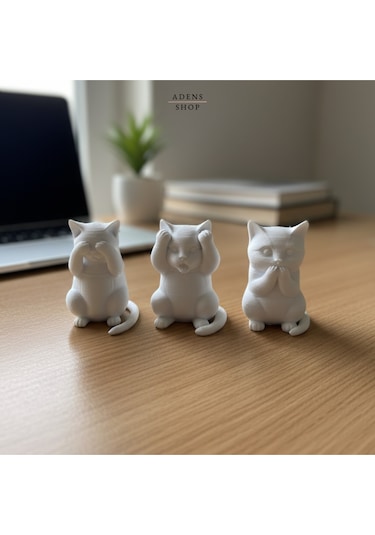 Dekoratif 3 Bilge Kedi Görmedim, Duymadım, Bilmiyorum 3 Maymun