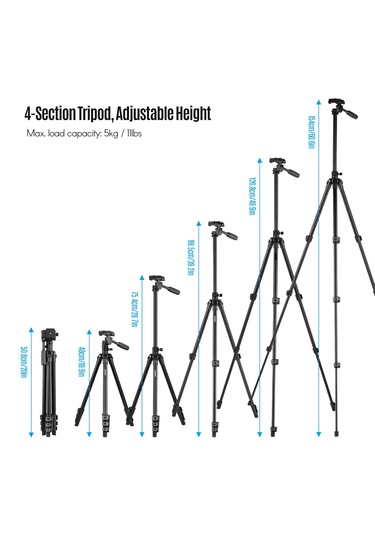 Ht-t02 Profesyonel Tripod 154 Cm Yatay Kullanım Çok Fonksiyonlu